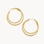 Boucles Modena, double créole de tailles différentes, acier inoxydable doré