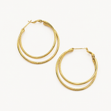 Boucles Modena, double créole de tailles différentes, acier inoxydable doré