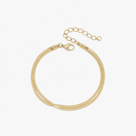 Bracelet Aureora, double rang de maille miroir plate, acier inoxydable doré