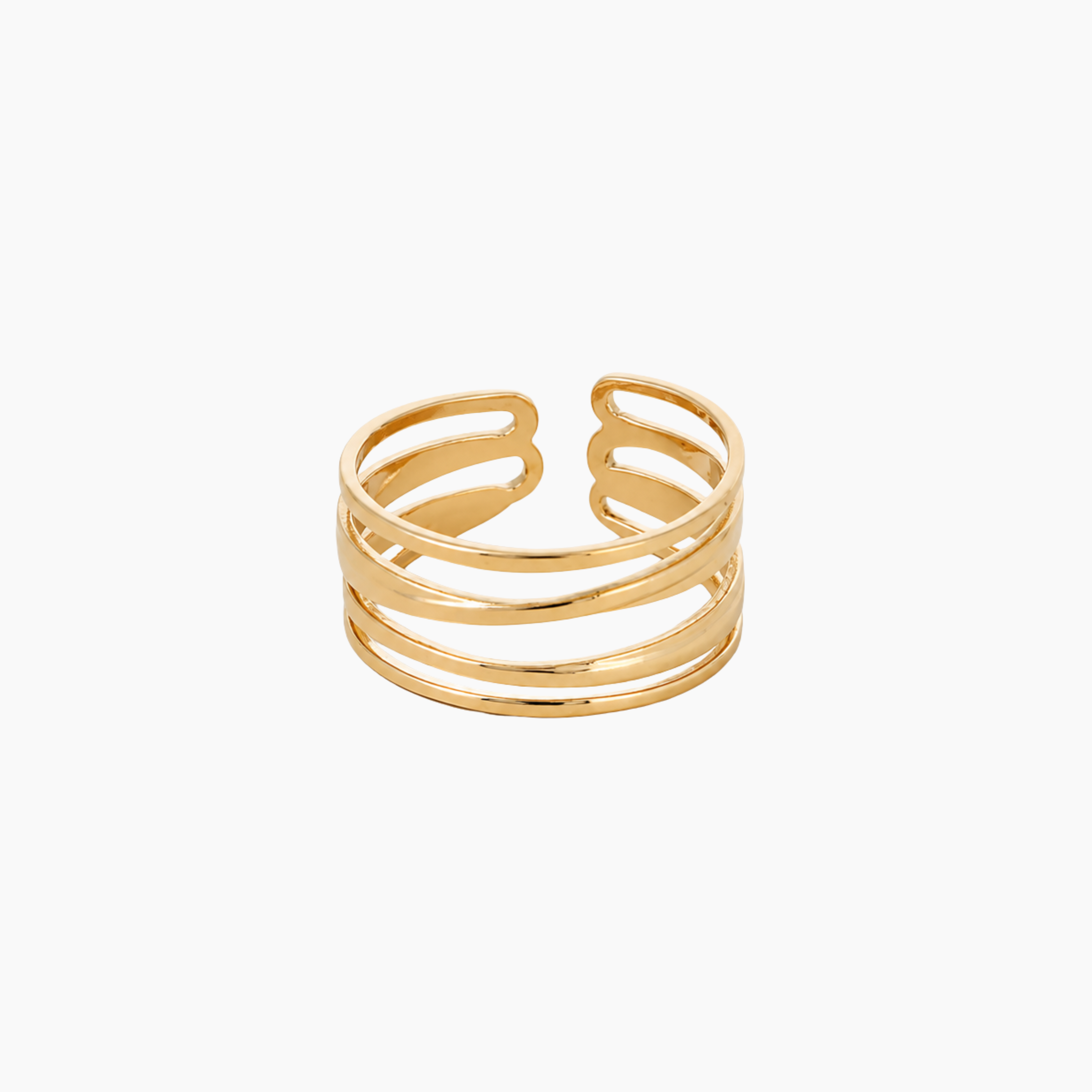 Bague Alba, quatre anneaux ajourés en acier inoxydable doré