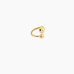 Bague Leon, deux boules symétriques en acier inoxydable doré
