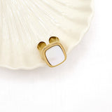 Bague Terra, pierre en nacre rectangulaire en acier inoxydable doré