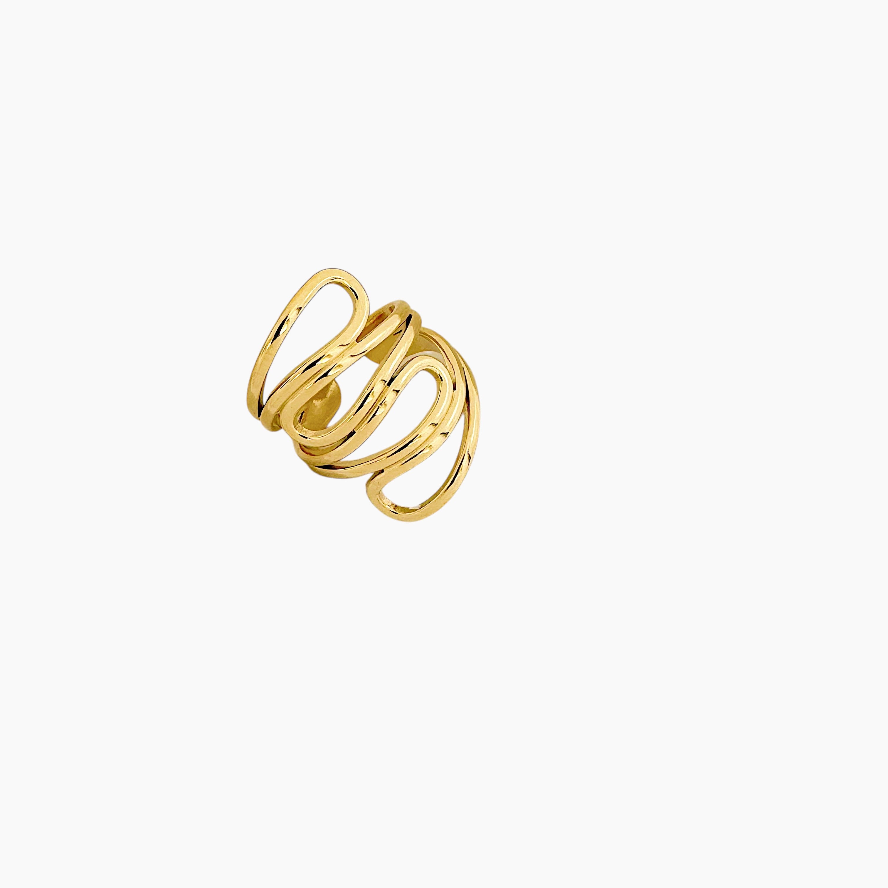 Bague Theon, fil ajouré qui s'enroule autour du doigt, acier inoxydable doré