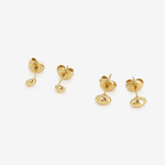 Boucles Duo, lot de mini puces ovales bombées en acier inoxydable doré