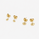 Boucles Duo, lot de mini puces ovales bombées en acier inoxydable doré