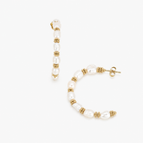 Boucles Jade, créole perles baroques nacrées et dorées en acier inoxydable doré