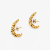 Boucles Julia, croissant de lune torsadé en acier inoxydable doré