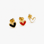 Boucles Neroli, petit cœur en émail doré