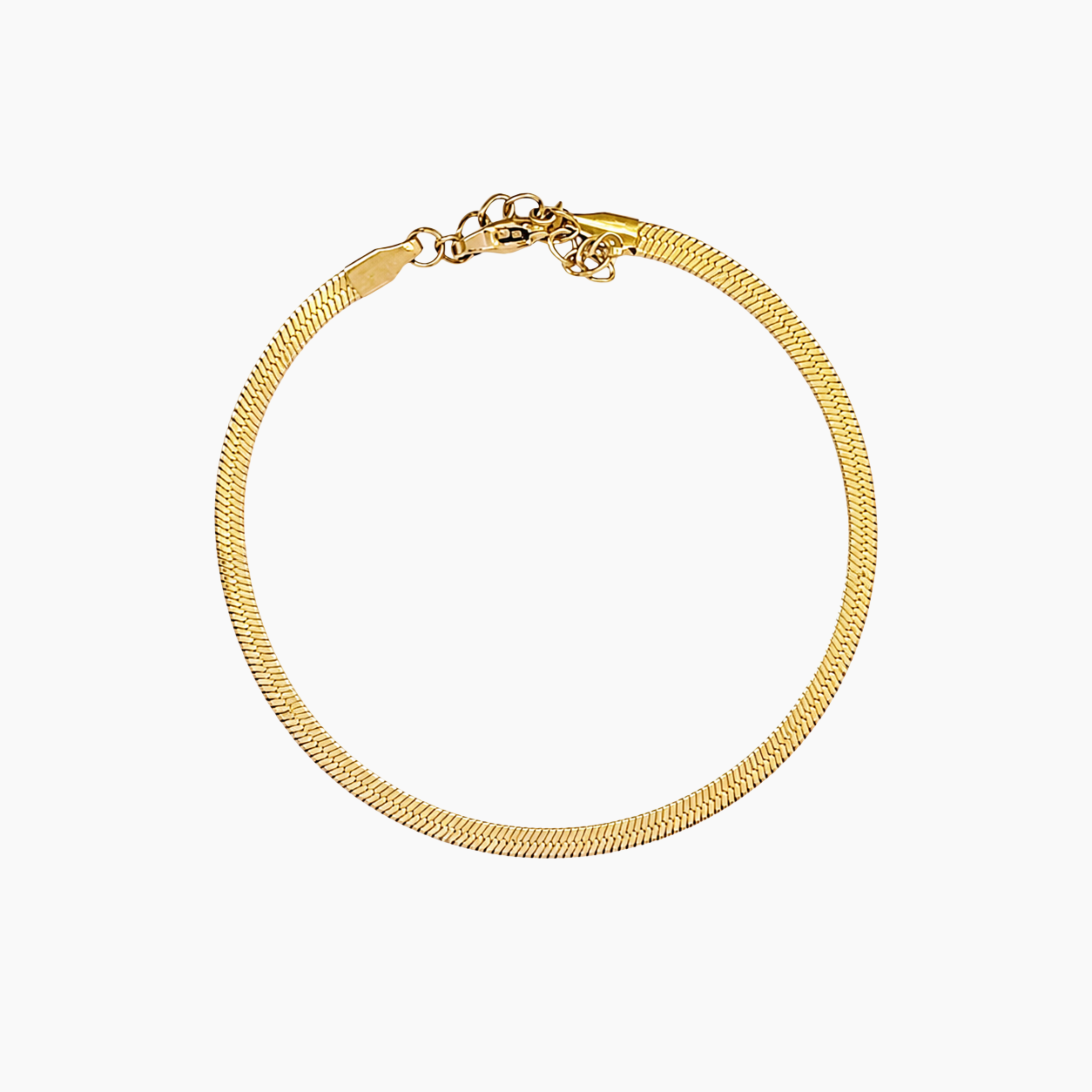 Bracelet Alix, maille miroir plate et fluide en acier inoxydable doré