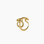 Bague Milan, croissants entrecroisés lisse et torsadé, acier inoxydable doré