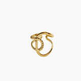 Bague Milan, croissants entrecroisés lisse et torsadé, acier inoxydable doré