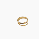 Bague Naples, trois rangs milgrain, lisse et ondulé, acier inoxydable doré