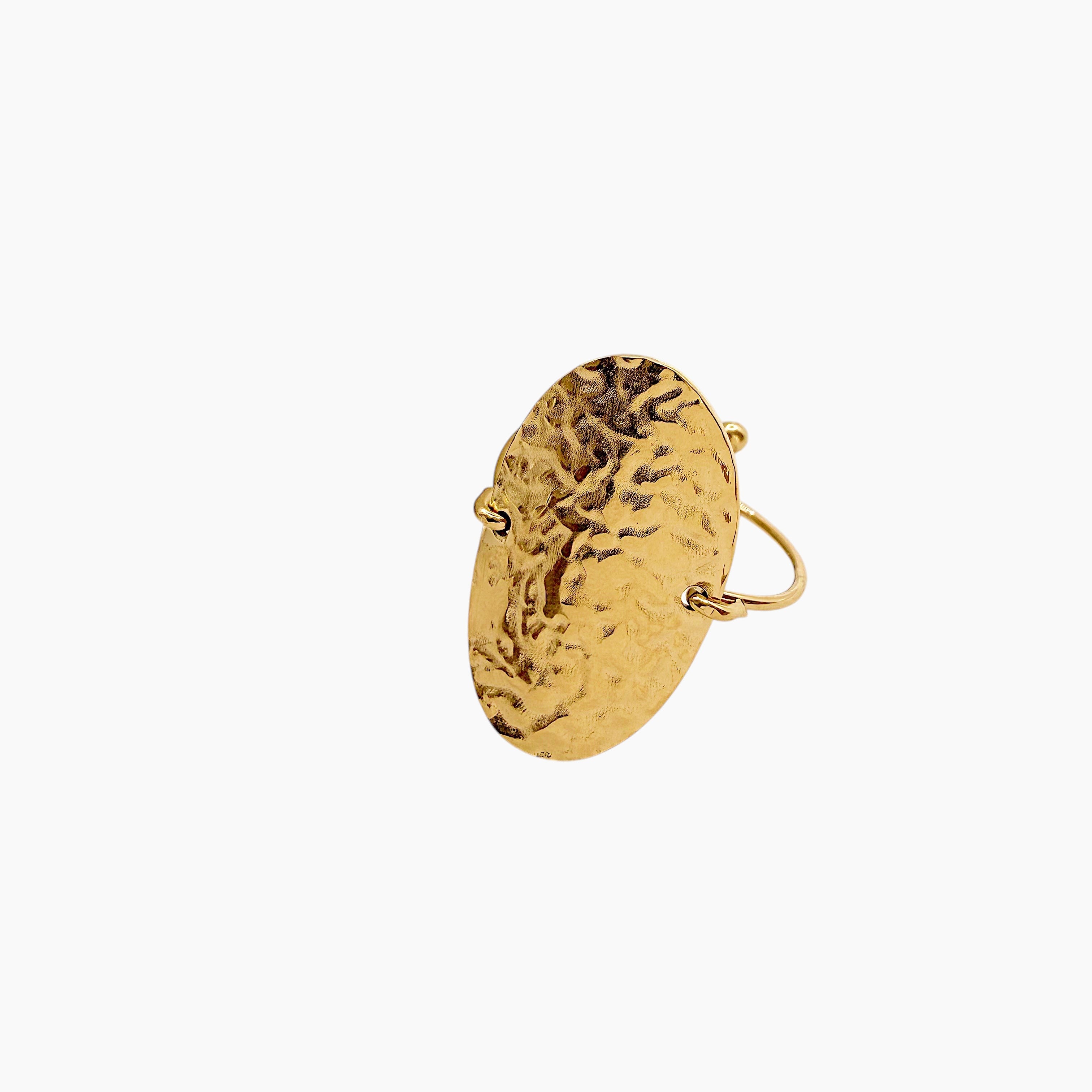 Bague Verona, anneau martelé en acier inoxydable doré