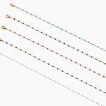Collier Vendora, maille classique et pastilles émaillées, acier inoxydable doré