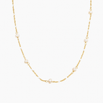 Collier Cosenza, chaîne à touches émaillées et perles d'eau douce, acier inoxydable