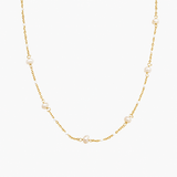 Collier Cosenza, chaîne à touches émaillées et perles d'eau douce, acier inoxydable