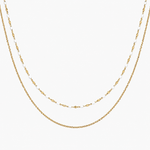 Collier Auryn, double rang maille classique et forçat émaillée, acier inoxydable