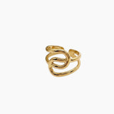 Bague Selora, boucles ajourées entrecroisées en acier inoxydable doré