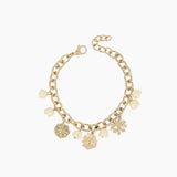 Bracelet Pause, breloques florales en acier et acétate, acier inoxydable doré