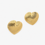 Boucles Mia, cœur strié en spirale, acier inoxydable doré