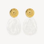 Boucles Louise, marguerite texturée et pendant en acétate translucide, acier inoxydable doré