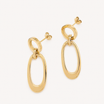Boucles Fleeting, deux cercles entrelacés, acier inoxydable doré