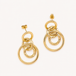 Boucles Flash, anneaux entrelacés en cascade, acier inoxydable doré