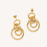 Boucles Flash, anneaux entrelacés en cascade, acier inoxydable doré