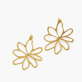 Boucles Eventid, fleur ajourée à sept pétales, acier inoxydable doré
