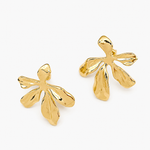 Boucles Evening, fleur asymétrique aux pétales larges, acier inoxydable doré