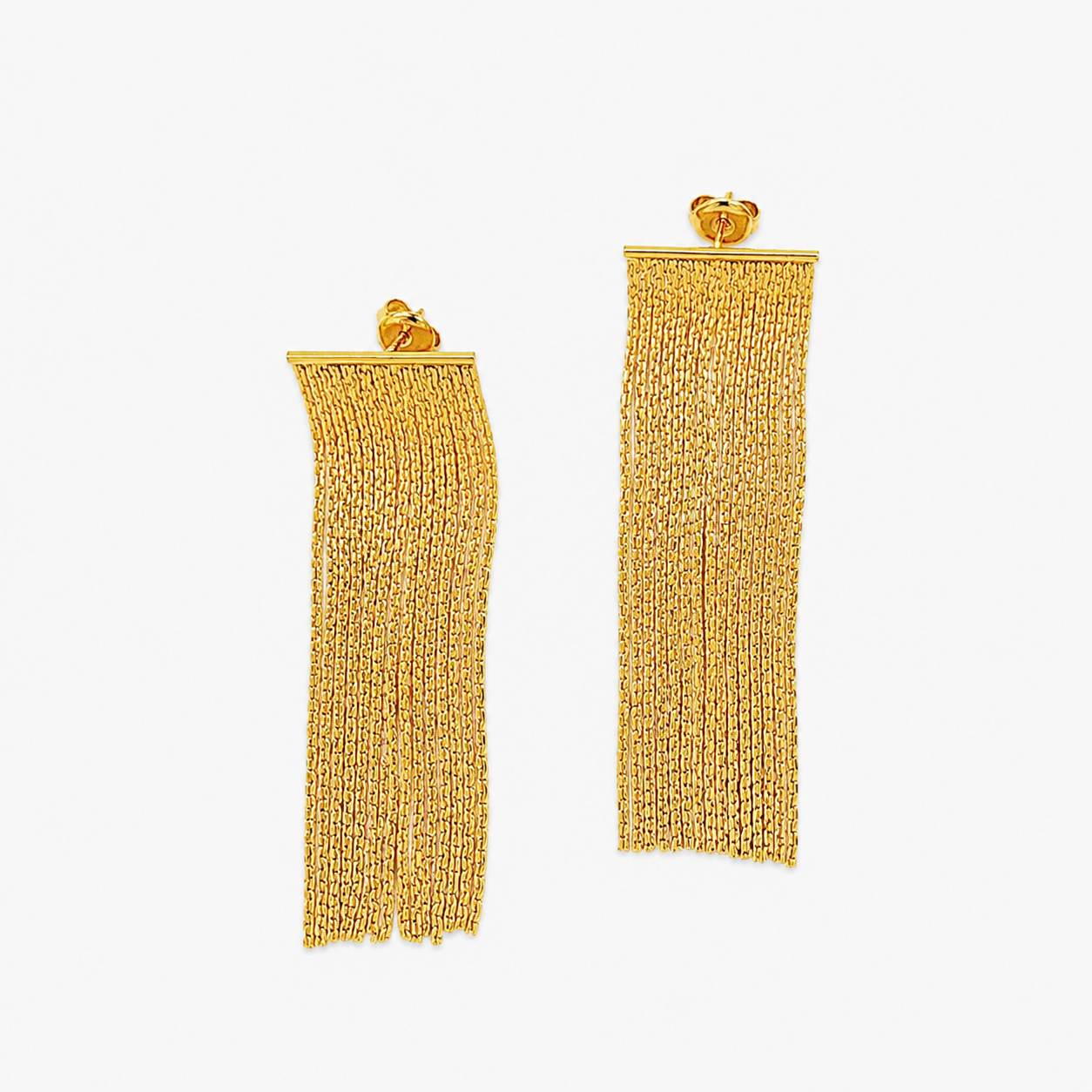 Boucles Cyra, longues franges dorées format XXL, acier inoxydable doré