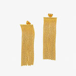 Boucles Cyra, longues franges dorées format XXL, acier inoxydable doré