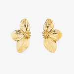Boucles Curcuma, fleur de cerisier aux étamines dorées, acier inoxydable