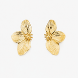 Boucles Curcuma, fleur de cerisier aux étamines dorées, acier inoxydable