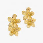 Boucles Terra, cascade de petites fleurs texturées, acier inoxydable doré