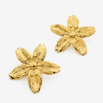 Boucles Glint, fleur texturée, acier inoxydable doré
