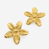 Boucles Glint, fleur texturée, acier inoxydable doré