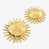 Boucles Sol, motif soleil, acier inoxydable doré