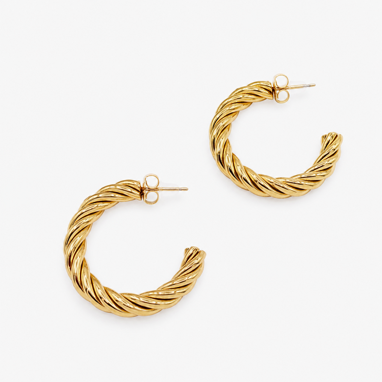 Boucles Ravenna, créole au motif torsadé, acier inoxydable