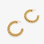 Boucles Ravenna, créole au motif torsadé, acier inoxydable