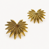 Boucles Monza, feuille de palme en éventail, acier inoxydable doré