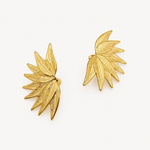 Boucles Ferrara, feuille de palme en éventail allongée, acier inoxydable doré