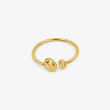 Bague Coral, deux formes ovales asymétriques en acier inoxydable doré