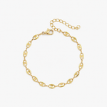 Bracelet Sylva, maille grain de café facettée en acier inoxydable doré