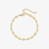 Bracelet Sylva, maille grain de café facettée en acier inoxydable doré