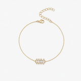 Bracelet Canopée, quatre cristaux en amande, acier inoxydable doré