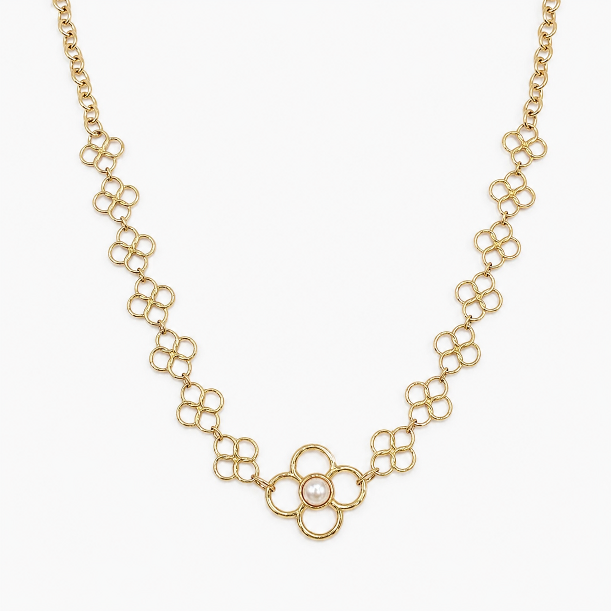 Collier Savona, ras de cou à maille fleur et pierre naturelle, acier inoxydable