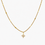 Collier Alghero, pendentif étoile du Nord serti de zirconium, acier inoxydable doré