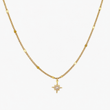 Collier Alghero, pendentif étoile du Nord serti de zirconium, acier inoxydable doré