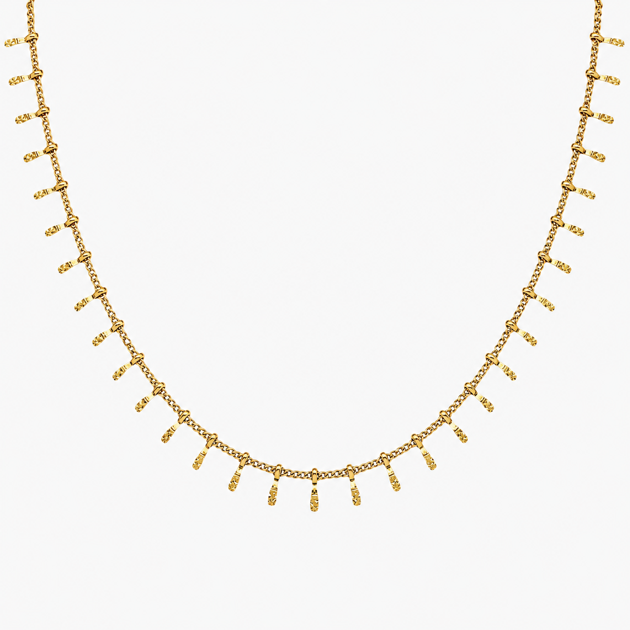 Collier Capri, chaîne fine à pampilles, laiton doré